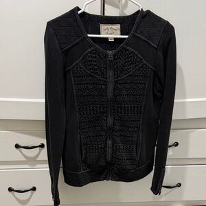 Lucky Brand Black Knit Zip-Up Cardigan
